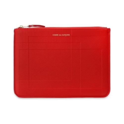 Comme des Garçons Läder pouch with logo Red, Dam