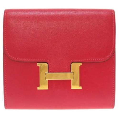 Hermès Vintage Begagnad Röd Läderplånbok Red, Dam