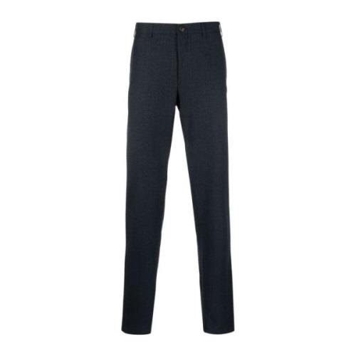 Canali Leather Trousers Blue, Herr