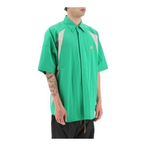 Ambush Tvåfärgad Oversize Skjorta med Logopatches Green, Herr