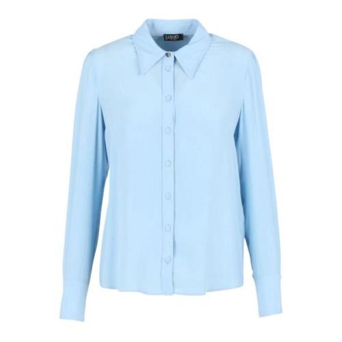 Liu Jo Klassisk krage enfärgad damskjorta Blue, Dam