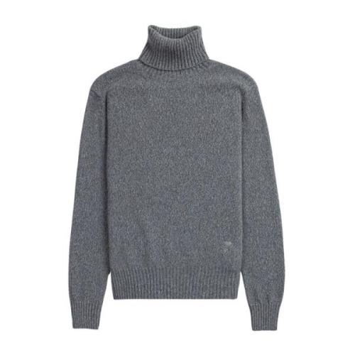 Ami Paris Jersey Turtleneck Sweaters Gray, Herr