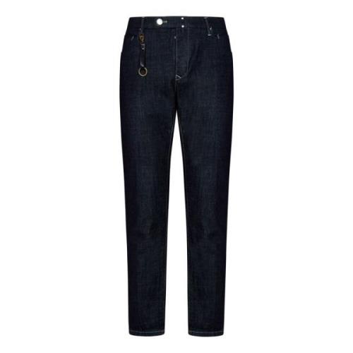 Incotex Mörkblå Slim Fit Jeans med Metall Detaljer Blue, Herr