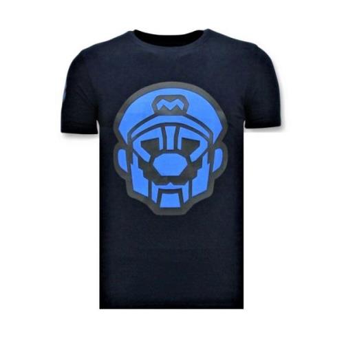 Local Fanatic Mens T-shirt Print - Mario Neon Seal Blue, Herr