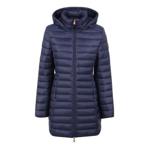 Save The Duck Blå Duck Coats med Avtagbar Huva Blue, Dam