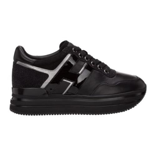 Hogan Stiliga Läderplattform Sneakers Black, Dam
