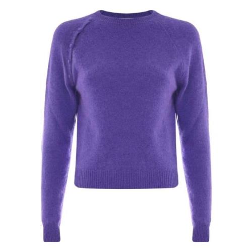 Kocca Mjuk lngärmad tröja med raglanärmar och täckta knappar Purple, D...