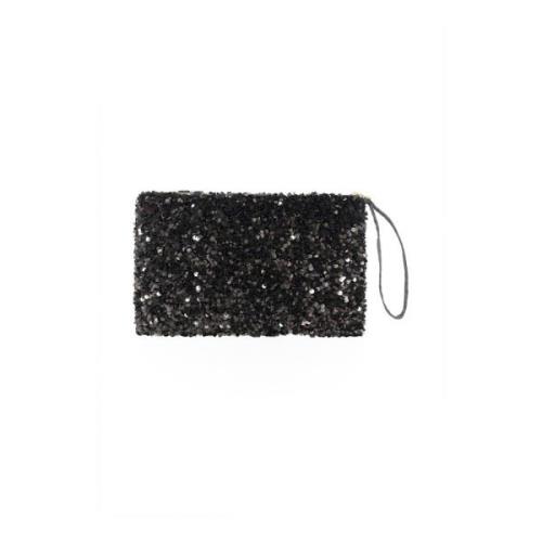 Part Two Svart Paljett Clutch med Dragkedja Black, Dam