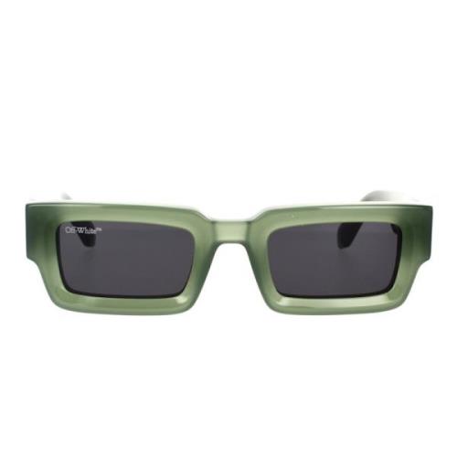 Off White Rektangulära solglasögon i salviagrön acetat Green, Unisex