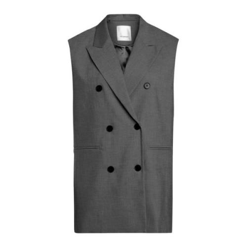 Co'Couture Oversize Vest med Öppen Krage och Knappar Gray, Dam