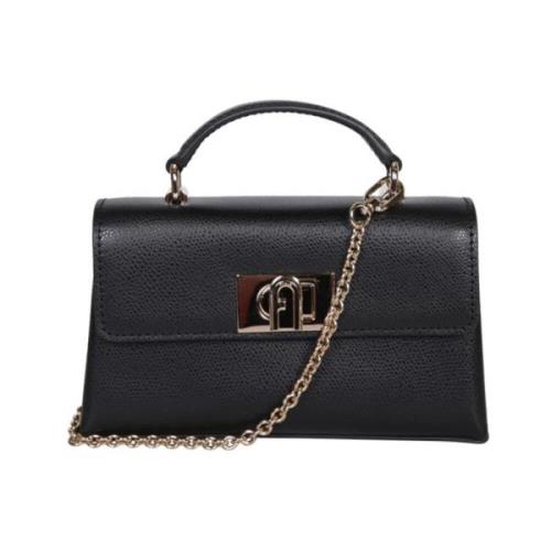 Furla Mini Svart Väska med Twist-Lock Stängning Black, Dam