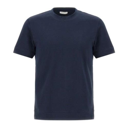 Paolo Pecora Herrblå Bomull T-shirt med Logo Label Blue, Herr