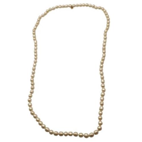 Chanel Vintage Pre-owned Metall halsband Beige, Dam