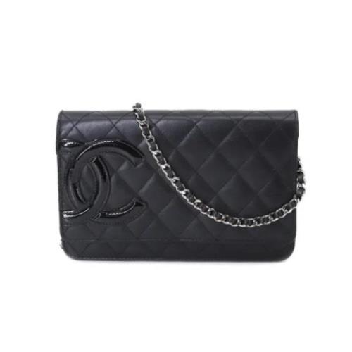 Chanel Vintage Förhandsägd Svart Läder Chanel Crossbody Väska Black, D...