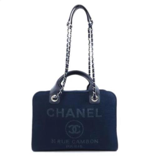Chanel Vintage Blå Canvas Chanel Väska Blue, Dam