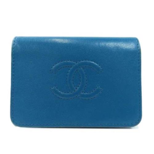 Chanel Vintage Blått Läder Chanel Plånbok Blue, Dam