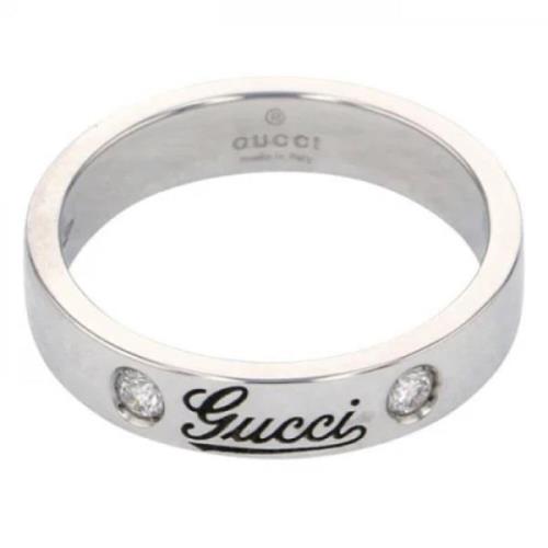 Gucci Vintage Begagnad Silver Vitguld Gucci Ring Gray, Dam