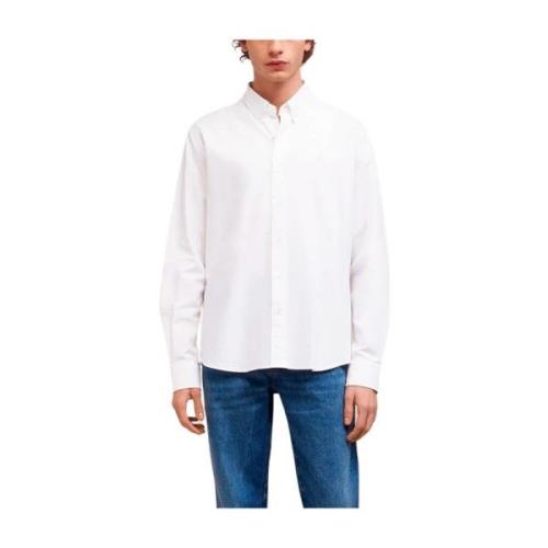 Ami Paris Vit Bomull Oxford Button-Down Skjorta White, Herr