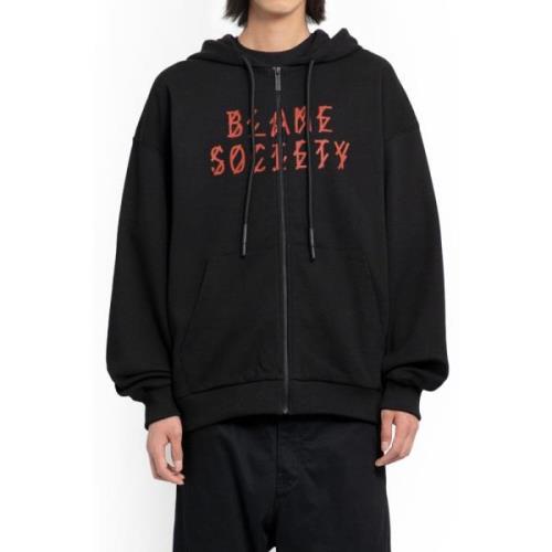 44 Label Group Svart Greed Zip-Up Hoodie med Blame Society Print Black...