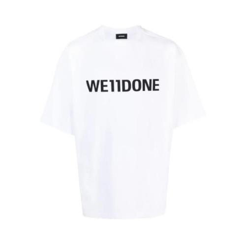 We11Done T-shirt med vågat logotyp White, Herr