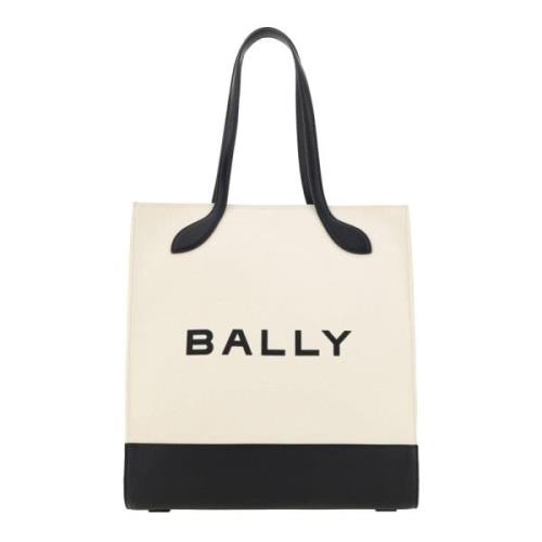 Bally Vit och Svart Läder Tote Skulderväska White, Dam