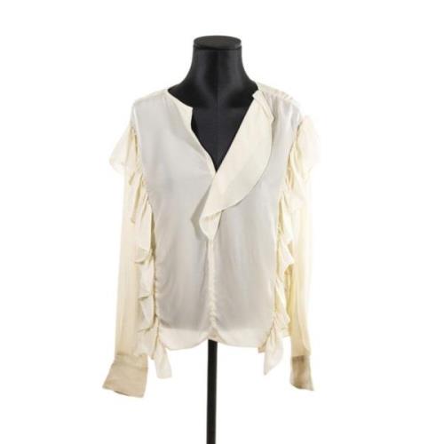 Isabel Marant Pre-owned Vit Rynkad Topp - Långa ärmar - Storlek 34 Whi...