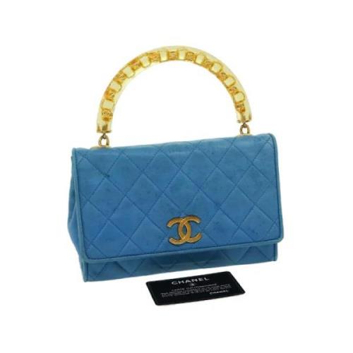 Chanel Vintage Begagnad Blå Canvas Chanel Väska Blue, Dam