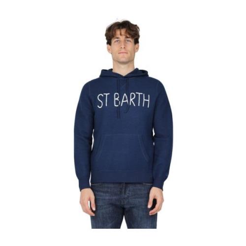MC2 Saint Barth Stickad huvtröja med St. Barth brodyr Blue, Herr
