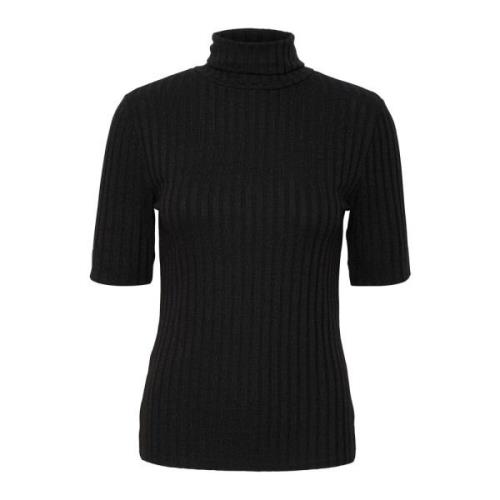 My Essential Wardrobe Svart Rollneck Blus Top Black, Dam