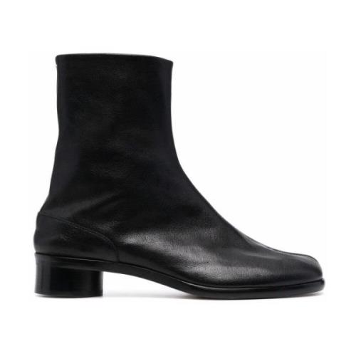 Maison Margiela Svarta Läder Split Toe Ankelboots Black, Herr