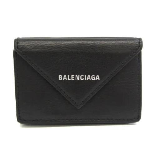 Balenciaga Vintage Begagnad Svart Läderplånbok Black, Dam