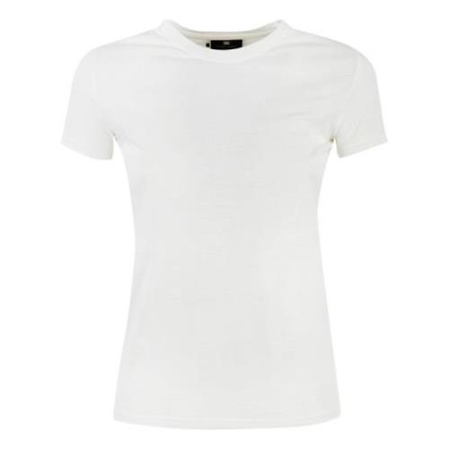 Elisabetta Franchi Bomull Logo T-shirt för Kvinnor White, Dam
