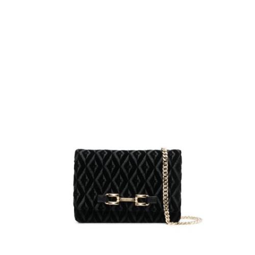 Elisabetta Franchi Quiltad Velvet Crossbody Väska Black, Dam