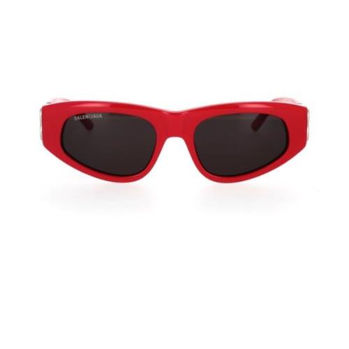 Balenciaga Röda ovala solglasögon med silverlogoscharnier Red, Dam
