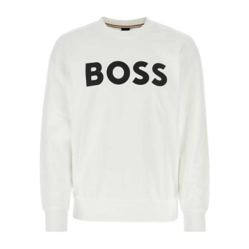 Boss Bekväm Bomullssweatshirt White, Herr