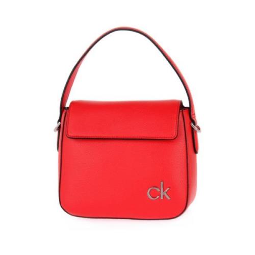 Calvin Klein Elegant Läderhandväska för Kvinnor Red, Dam