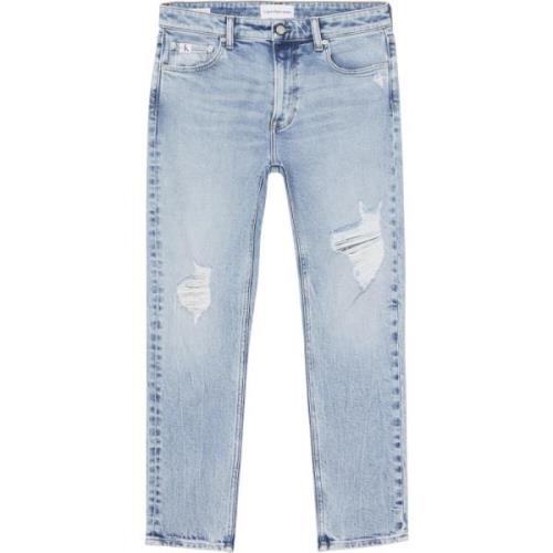 Calvin Klein Blå Distressed Jeans för Män Blue, Herr