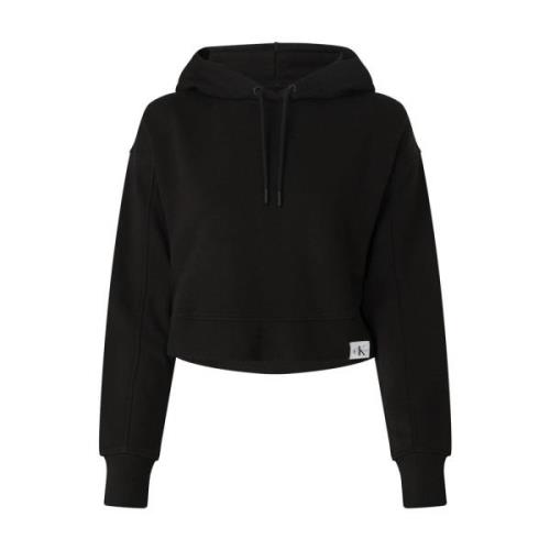 Calvin Klein Svart Rib Mix Sweatshirt för Kvinnor Black, Dam