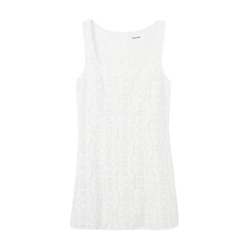 Desigual Ärmfri vit klänning för vår/sommar White, Dam