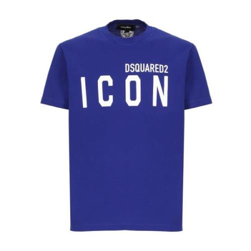 Dsquared2 Blå Bomull T-shirt med Kontrasterande Logotyp Blue, Herr