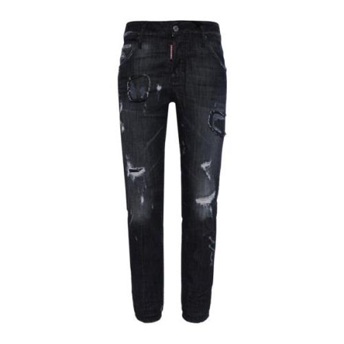 Dsquared2 Stiliga Straight Jeans för Kvinnor Black, Dam
