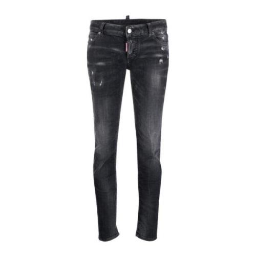 Dsquared2 Vintage Slim-Fit Distressed Jeans Black, Dam