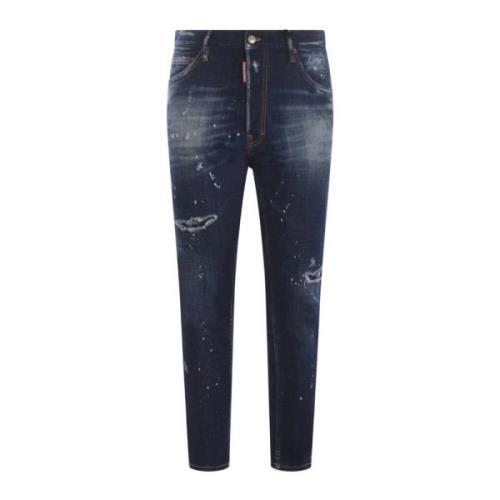 Dsquared2 Slim-fit Jeans med Snygg Baktryck Blue, Herr