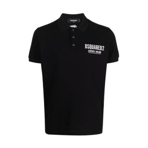 Dsquared2 Svart Polo T-shirt med knappstängning Black, Herr