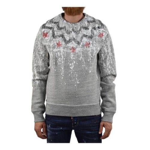 Dsquared2 Multifärgad Tryck Sweatshirt för Män Gray, Herr