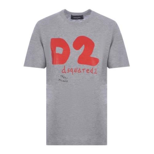 Dsquared2 Bomull T-Shirt, Grå, Dsquared2 Gray, Dam