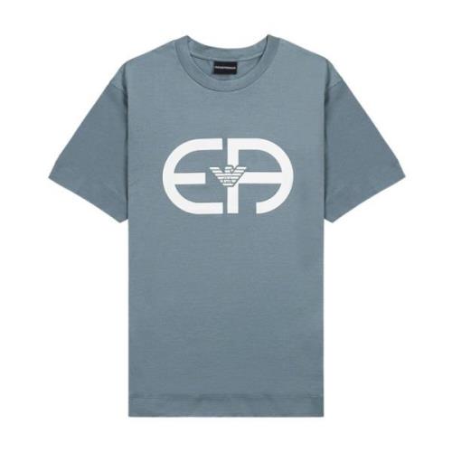 Emporio Armani Ljusgrön Tencel Blandning Logo r-EAcreate T-Shirt Blue,...