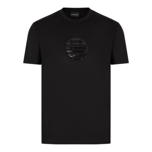 Emporio Armani Svart T-shirt med Paljetter för Män Black, Herr