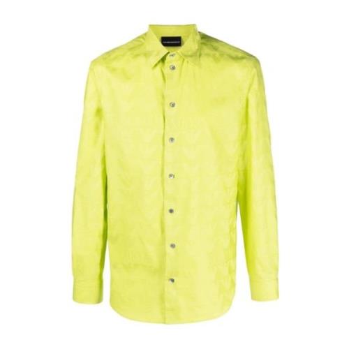 Emporio Armani Grön Bomullsskjorta Yellow, Herr