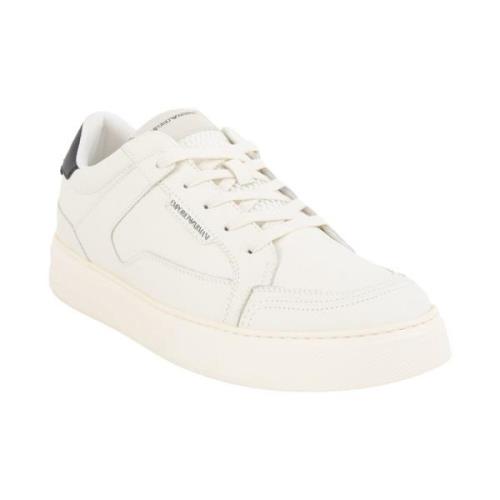Emporio Armani Vita Läder Sneakers White, Herr